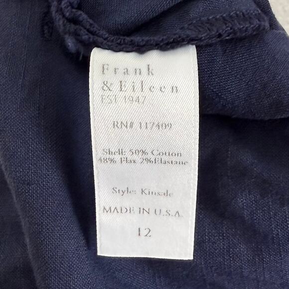 Frank & Eileen Kinsale Trousers Pants Navy Blue Classic Coastal Chic Size 12 - Picture 5 of 6